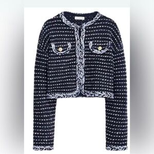 J. Crew Navy and White Tweed Lady Jacket
